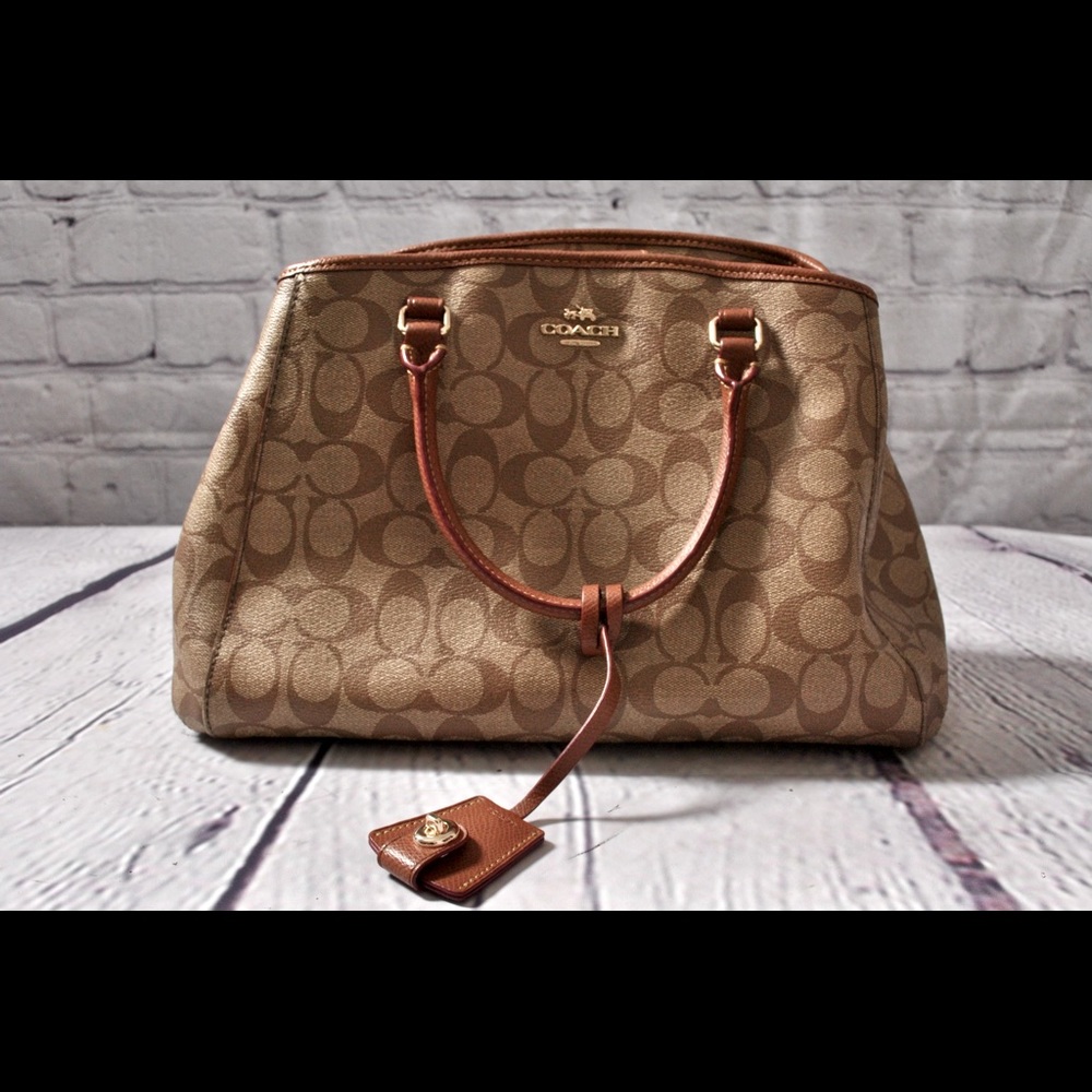 RARE Coach Margo Beige /Tan Signature Leather Satchel